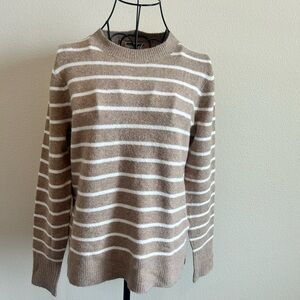 J. Crew Extra-Soft Brown and White Sweater